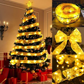 1 adet Yeni Dıy Peri Dize Garland ışıkları dekorasyon Düğün Noel Ağacı Ev Yeni Yıl Süs Şerit Yüksek Kaliteli Dantel Yay