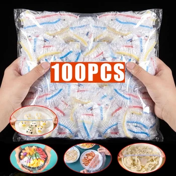100 adet Renkli Tek Kullanımlık yemek örtüsü Saran Wrap Bağırsak Kapağı Gıda Sınıfı Taze tutma Plastik torba Mutfak Depolama Aksesuarları