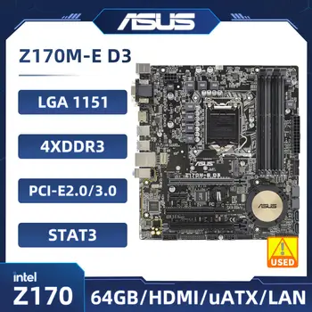 1151 Anakart ASUS Z170M-E D3 Intel Z170 Anakart DDR3 64GB PCI-E 3.0 M. 2 UEFI BIOS Mikro ATX Desteği Çekirdek i7 i5 i3 Cpu'lar