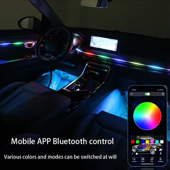 14 in 1 18 in 1 64 Renk RGB Senfoni Araba Atmosfer İç LED Akrilik Kılavuz Fiber Optik Evrensel Dekorasyon Ortam İşıkları