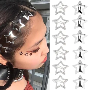 2/100 adet Y2K Gümüş Yıldız Saç Klipleri Telkari Yıldız metal baskı Tokalar Çocuklar Kızlar için Yan Toka Tokalarım kadınlar için 2023
