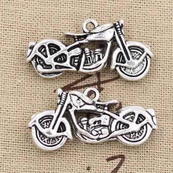 2 adet Charms Motosiklet Motokros 34x16mm Antik Yapma Kolye fit, Vintage Tibet Bronz Gümüş renk, DIY El Yapımı Takı