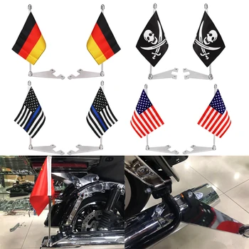 2 Adet Motosiklet ABD Almanya Bayrakları Yan Montaj bagaj rafı Bayrak Direği Kiti İçin Harley Touring Yol Kral Sokak Electra Glide FLHT