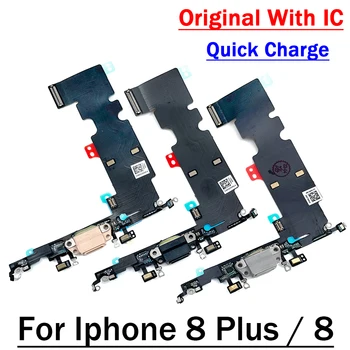20 Adet / grup Orijinal İphone 8 İçin Artı USB şarj aleti şarj istasyonu Jack Tak soketli konnektör Mikrofon Kurulu Flex Kablo