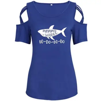 2022 Bandaj Kapalı Omuz T-Shirt Kadınlar İçin Yaz Anne Köpekbalığı Yapmak Mektuplar Baskı Harajuku Üst Tshirt T-Shirt Kadın Kırpılmış