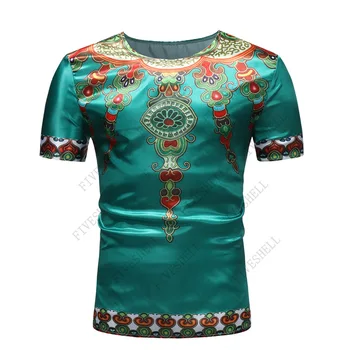 2023 Afrika Dashiki Baskı O Boyun T Gömlek Erkekler Moda Streetwear Casual Afrika Giysi Erkekler Slim Fit kısa kollu tişört Erkek