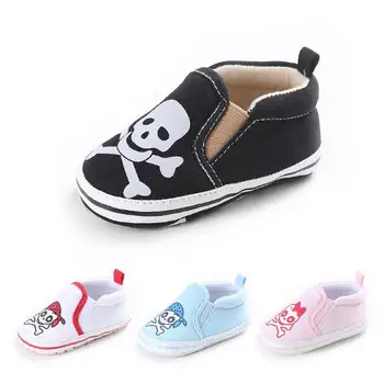 2023 Sıcak satış Karikatür Kafatası Toddlers Bebek kanvas ayakkabılar Yumuşak alt İlk yürüyüşe Bebek moccasins kaymaz Bebek ayakkabıları bebek ayakkabı