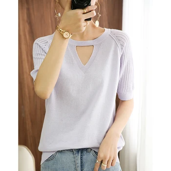 2023 Yaz Yeni %100 % Pamuklu kadın kısa kollu tişört Yuvarlak Boyun Moda Gevşek Yumuşak Üst T-Shirt