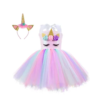 2023 Yeni Kızlar Unicorn TUT Elbise Çocuklar Unicorn Kızlar İçin Elbiseler Yortusu Parti Prenses Elbise Çocuk Giyim vestidos