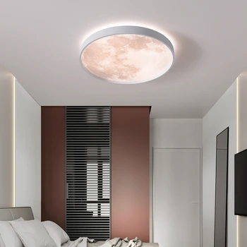 220V LED tavan ışık Modern lamba siyah basit yaratıcı üç renkli ışık ay tavan lambası yuvarlak ekmek oturma odası aydınlatma
