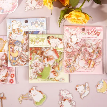 24 paket / grup Kawaii Sakura Kedi Çıkartmalar Sevimli Hayvan Dekoratif Kırtasiye Sticker Scrapbooking DIY Günlüğü Albümü Sopa Etiket