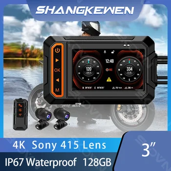 3 İnç motosiklet GPS 4K Dashcam WİFİ IP67 Su Geçirmez Çift Lens Motosiklet Kara Kutu Gece Görüş Video Kaydedici Dash kamera