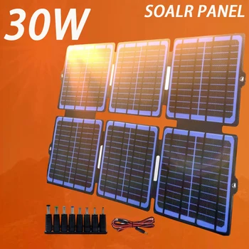 30W12V Güneş Paneli Cep Telefonu Enerji Depolama Açık Güneş Katlama Paketi ETFE Bir Laminat Kamp Taşınabilir Solar Şarj Paneli