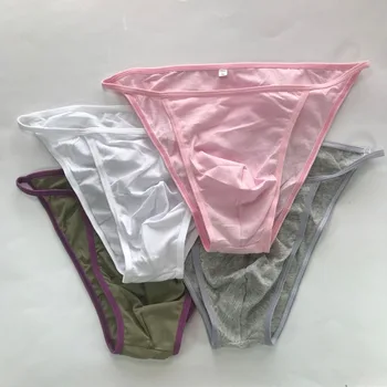 4 adet lot G342C Yeni Renkler Erkek Dize Bikini İnce Yumuşak Pamuklu Seksi İç Çamaşırı Konturlu Kılıfı
