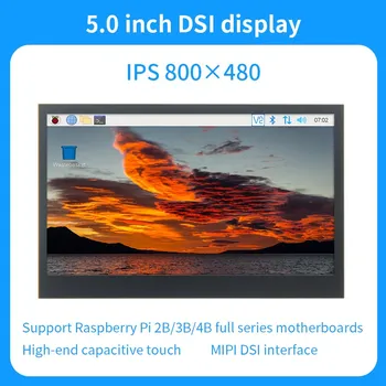 5 İnç Ahududu Pi MIPI LCD DSI Dokunmatik Ekran Modülü Destekler Pi 4B 3B + 3B Çok Noktalı Kapasitif Dokunmatik Monitör