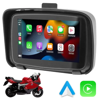 5 İnç Taşınabilir Navigasyon Motosiklet GPS Su Geçirmez Apple Carplay için Kablosuz Android Otomatik Gps Navigator Moto Güneş Koruyucu Ekran
