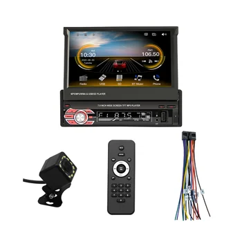 7 İnç Manuel Çevirme Araba Stereo, Carplay Android Oto, Tek Din HD Dokunmatik Ekran Radyo, FM Bluetooth Ayna Bağlantı Arka