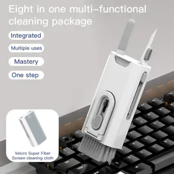 8-in - 1 Bilgisayar Klavye Temizleyici Fırça Seti Kulaklık Temizleme Kalem Kulaklık iPad Temizleyici Klavye Tuş Çektirme Seti Telefon Temizleme Araçları