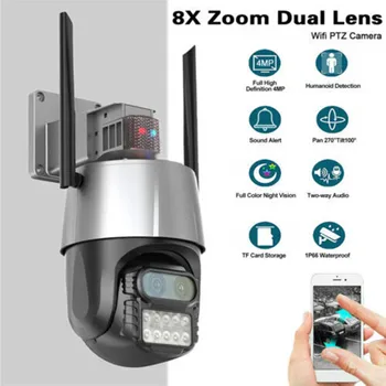 8x Zoom Çift Görüş Kablosuz Dome Kamera Açık Su Geçirmez WiFi HD Gözetim IR 50m İki yönlü Ses İnsan Algılama Desteği iCSee
