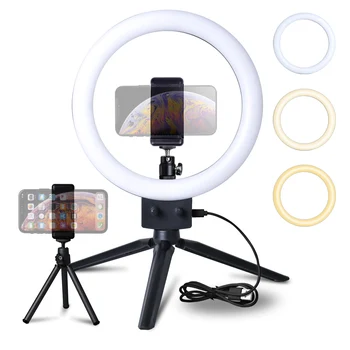 9 inç LED halka ışık ile halkalı telefon kılıfı tutucu, Selfie halka ışık Uzatılabilir Tripod İle Makyaj Fotoğrafçılığı YouTube Video Vlog