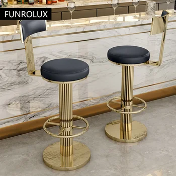 Altın bar sandalyesi Yüksekliği Ayarlanabilir Döner Sayaç Bar Taburesi Modern paslanmaz çelik mutfak tezgahı Sandalye yemek sandalyeleri Seti