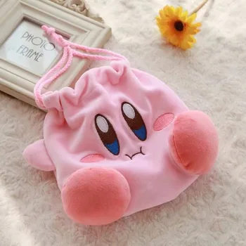 Anime Karikatür Yıldız Kirby Peluş Kozmetik Çantası Sevimli Pembe Yıldız Kirby Peluş Bebek Taşınabilir saklama çantası bozuk para cüzdanı Çocuk Çocuk Hediye