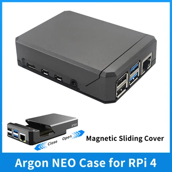 Argon NEO Ahududu Pi 4 Alüminyum Alaşımlı Pasif Soğutma Sürgülü Manyetik Kapak GPIO Pimleri Kabuk Ahududu Pi 4 Model B