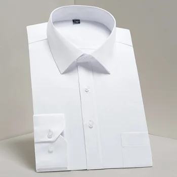 Artı Boyutu erkek Temel Standart fit Uzun Kollu Elbise Gömlek Katı / çizgili Resmi İş Beyaz Çalışma Ofisi Klasik Erkek Gömlek