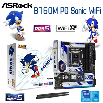 ASRock B760M PG SONIC WıFı LGA 1700 Anakart Desteği Intel 13th ve 12th Gen DDR5 128GB 7200(O. C.) MHz Masaüstü Anakart Yeni