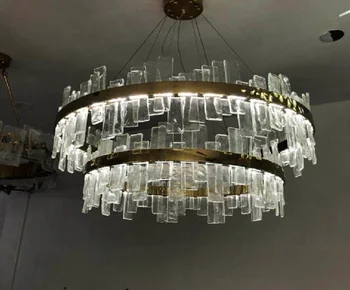 Avizeler ışıkları LED kolye lambaları Modern kristal altın lüks düzensiz el yapımı cam villa oturma odası dekorasyon ışıklandırma