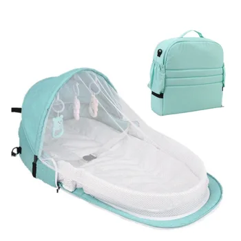 Bebek seyahat yatağı Bezi Çanta Değiştirme İstasyonu ile Katlanabilir Seyahat Beşik Koruyucu Bant Yalıtımlı Cep bebek yatağı Por