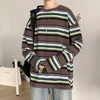 Büyük boy Erkek Giyim Hoodies ve Kazak Uzun Kollu Kore Moda Harajuku Streetwear Vintage Gömlek pamuklu giysiler