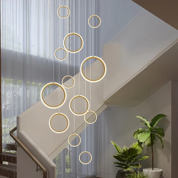 Dairesel Merdiven LED Avize Modern Minimalist Yaratıcı aydınlatma bileşik Loft Avize ev dekorasyon ışıklandırma Fikstür