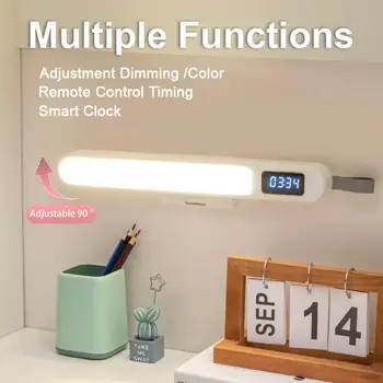 Dijital saatli LED masa lambası taşınabilir şarj edilebilir ışıklar ev okuma çalışma ışıkları