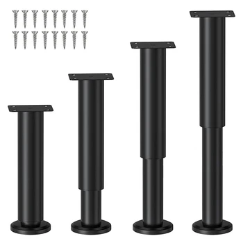 DIKER-Metal Ayarlanabilir Mobilya Ayakları 7.08-11.8 İnç, masa Ayakları Ayarlanabilir Yükseklik İçin Yedek Kanepe / Dresser 4 Set Siyah