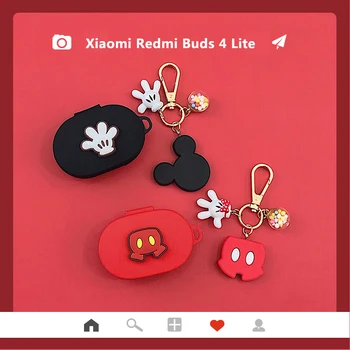 Disney Karikatür Anahtarlık Sevimli Kılıf Airdots Kılıf Xiaomi Redmi İçin Tomurcukları 4 Lite Gençlik Yumuşak Silikon Koruyucu Kabuk Şarj