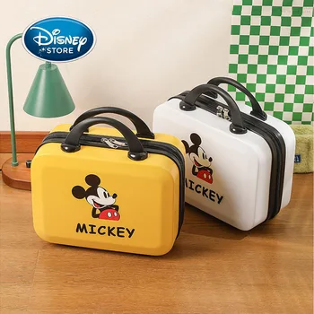 Disney Mickey Mouse 14 İnç Bavul Seyahat Saklama Çantası Kadın Makyaj Kutusu Sert Bagaj Kozmetik Çantası Taşınabilir Taşıma Çantası