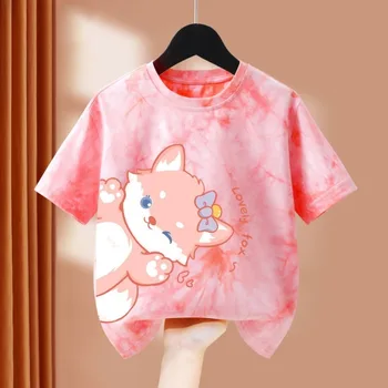 Disney Çocuk Üstleri Sevimli Kız Tee Pamuk Pembe Yaz Çocuk T-Shirt Karikatür Kız T Shirt Yenilik Tasarım