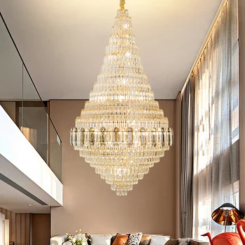 Dubleks oturma odası kristal avize restoran Villa avrupa otel lobisinde basit alçak içi boş bina orta kat ışık çatı