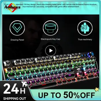 Ergonomik Sınır ötesi Kız Pembe Buhar Punk klavye ısıtma Mavi Ve beyaz Mekanik Klavye Keycaps Kablo Bilgisayar Kolları