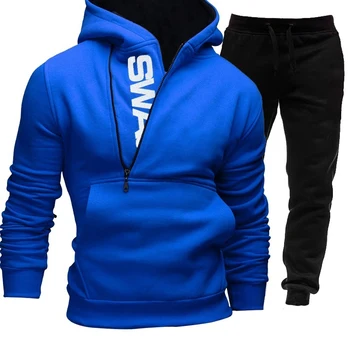 Erkek Hoodies Setleri İki Parçalı Spor Eşofman Rahat Sonbahar Yeni Kapşonlu Tops svetşört + Sweatpants Moda Hombre Giyim