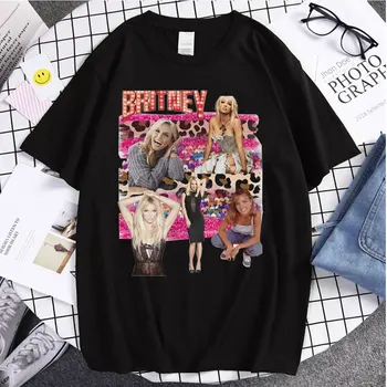 Erkek T-Shirt Britney Spears Baskılı Çift T Shirt Vintage Karikatür Yaz Kısa Kollu Üstleri Klasik Tees Ulzzang T-shirt Kadın