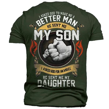 Erkek tişört Babalar Günü Tema Baskılı O-Boyun Kısa Kollu Baba Ve Oğul harajuku tişört Büyük Boy tişört erkek Giyim