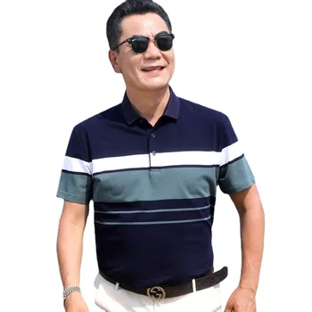 Erkekler POLO GÖMLEK Kısa Kollu Şerit Kontrast Renk Gömlek Polo Yeni Giyim Yaz Streetwear Casual Moda Erkekler Tops T64