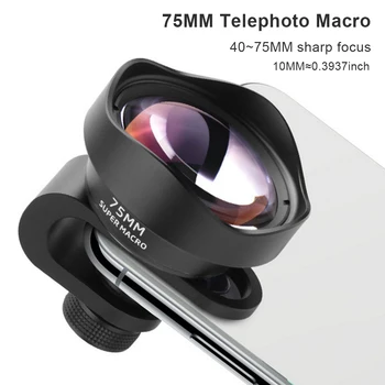 Evrensel Profesyonel Telefon Kamera Lensler 10X Büyütme Çıkarılabilir Çoklu Kaplama 75mm Makro Lens Klip Smartphone