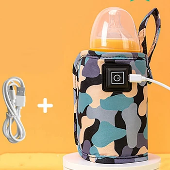 Evrensel USB süt su ısıtıcı taşınabilir bebek bebek bakım şişesi ısıtıcı kamuflaj-siyah