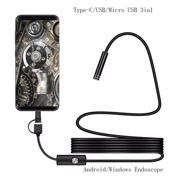 Full HD 1080 P USB C Adaptörü Android PC Endoskop Borescope Yarı Sert Tüp Su Geçirmez muayene endoskobu Kamera
