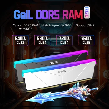 GeİL Bellek 32G (16X2) 64G (32X2) DDR5 6400mhz 6800MHZ 7200MHZ RAM RGB Memoria Beyaz Destek XMP Soğutma Soğutucu bilgisayar masaüstü