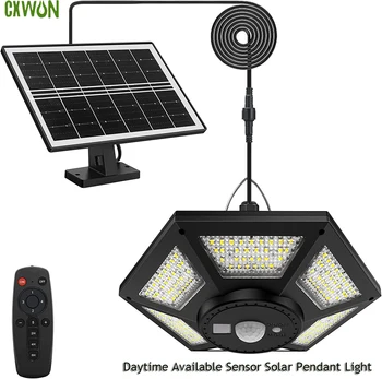 Güneş enerjili döken ışıkları gündüz mevcut sensörü güneş kolye ışık açık 5 modu aydınlatma güneş kapalı lamba ev garaj için