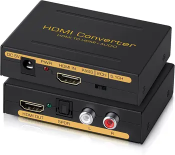 HDMI Ses Çıkarıcı Dönüştürücü HDMI HDMI + Ses (SPDIF + RCA L/R Stereo ) yangın Sopa Xbox PS5 Desteği 3D HDCP2. 2 18 Gbps